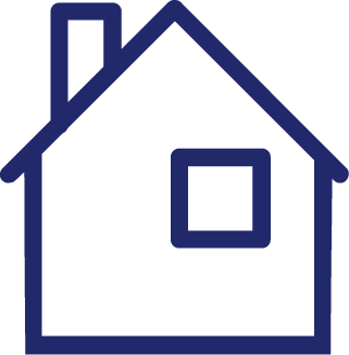 Dark blue house representing ALICE households
